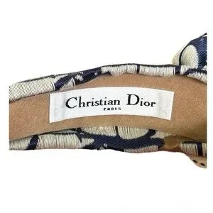 DIOR NEW Elegant Navy Blue & Gold Dior Patterned Headband Dior Oblique Dior Band Headband Navy Blue Embroidery | DIOR main image 4